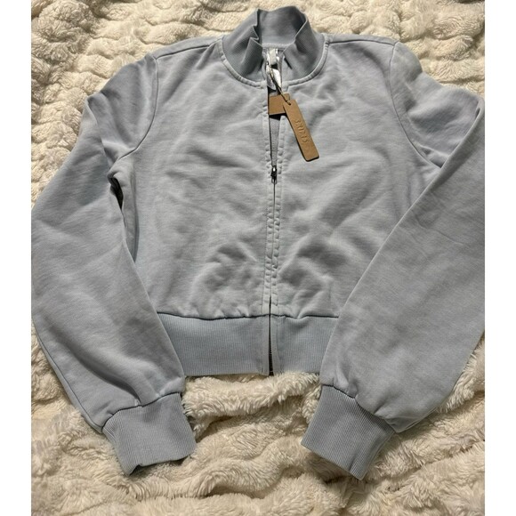 Skims Boyfriend Fleece Track Jacket in Zen Blue, Small - Picture 6 of 8